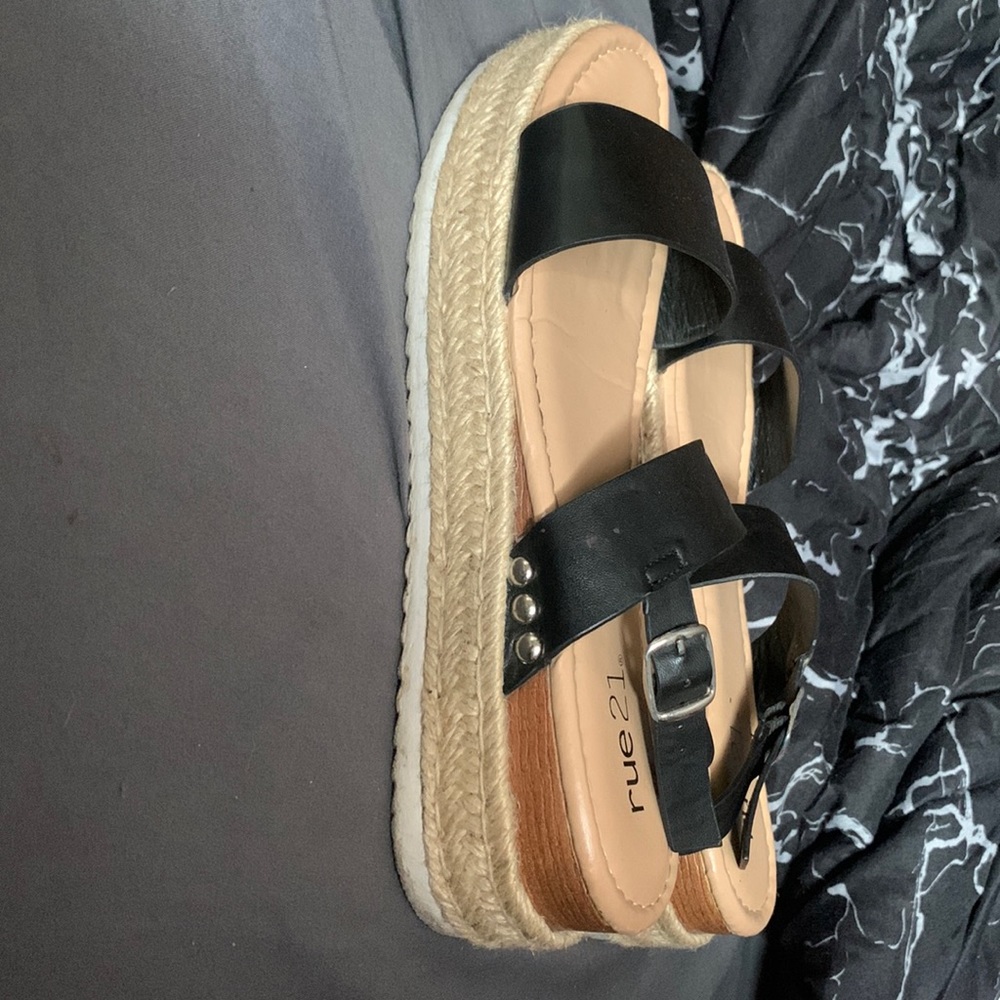 black espadrille sandals.